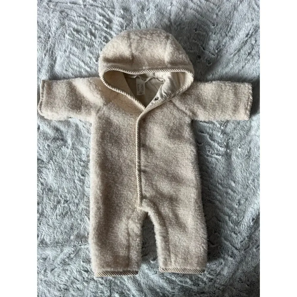H&M Adorables Wool Teddy Sherpa Baby Bunting Hooded Cream Nordic NB 0-2M